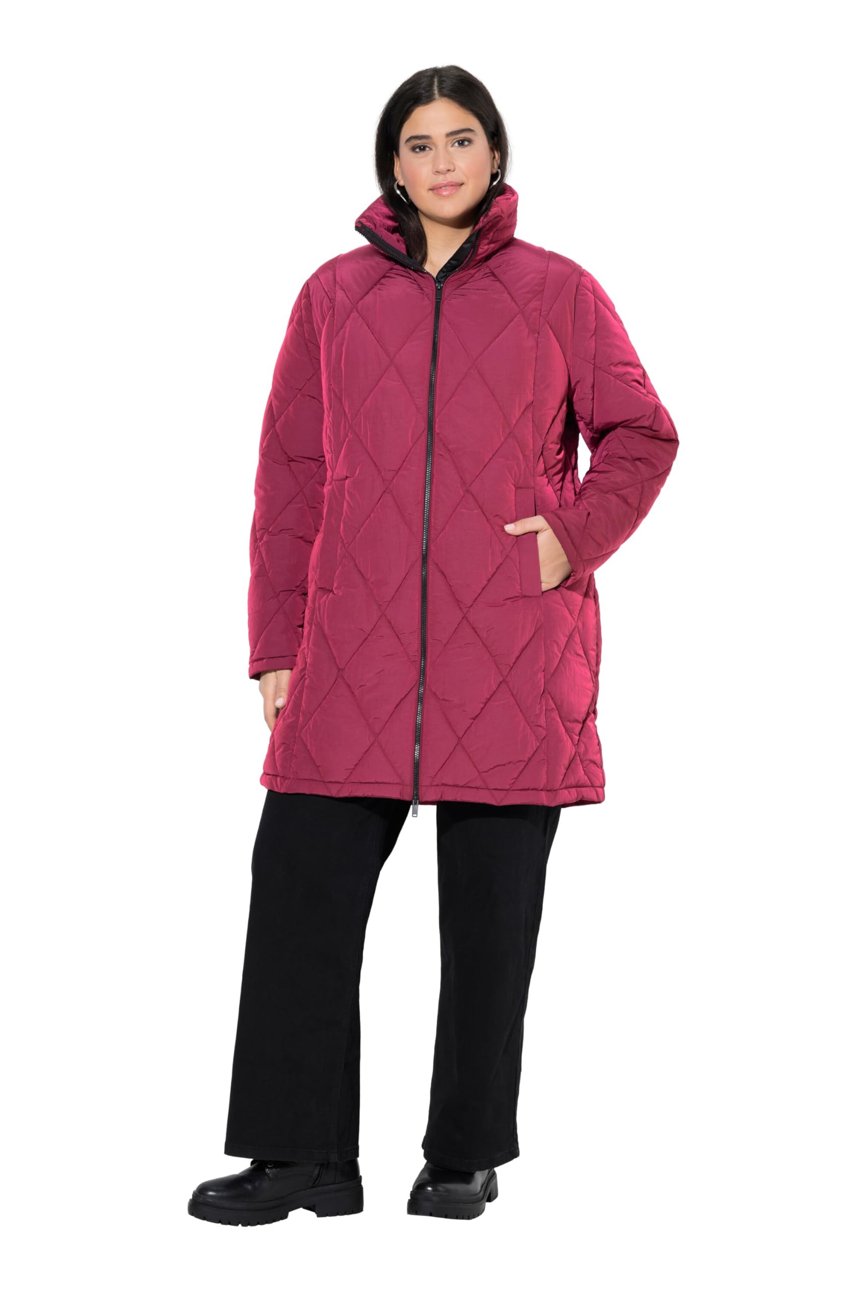 Ulla Popken Damen große Größen Übergrößen Plus Size HYPRAR Funktions-Steppmantel, wasserabweisend, Kapuze 841363