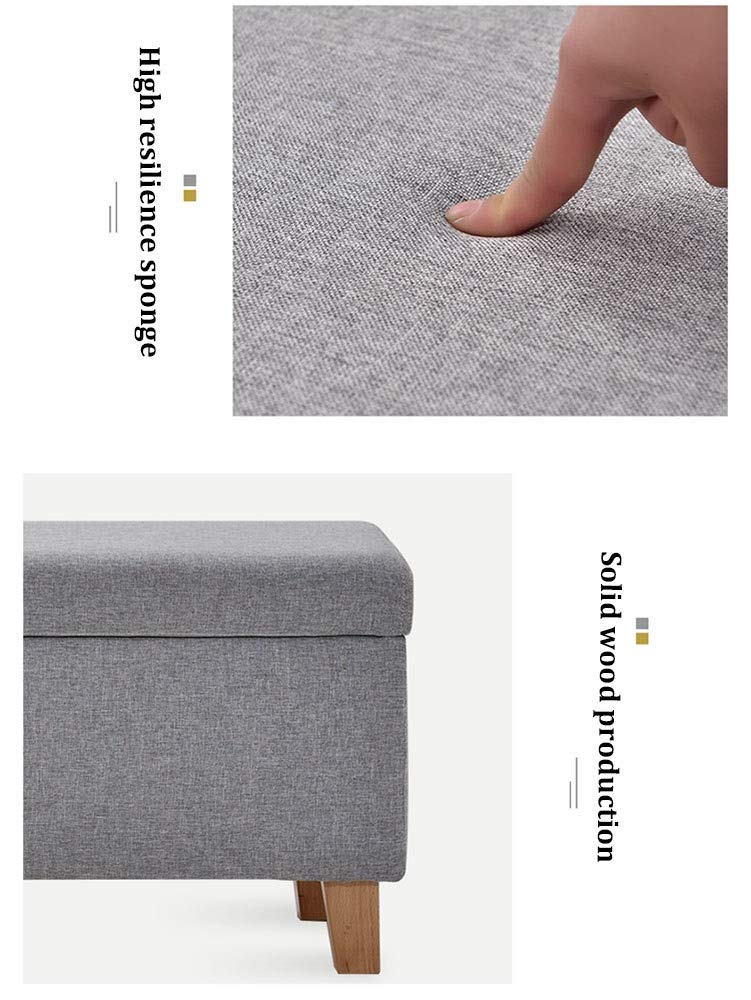Contenitore ottomano pieghevole beige con gambe in legno, grande pouf quadrato con coperchi rimovibili, scatola portaoggetti multifunzionale da giardino, 120 x 40 x 42 cm
