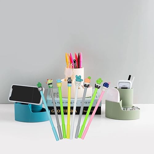 Miniatura 4 de YYaaloa 32 bolígrafos de tinta de gel novedosos con diseño de cactus de 0.020 in, tinta negra, estilos surtidos, divertidos bolígrafos kawaii, a