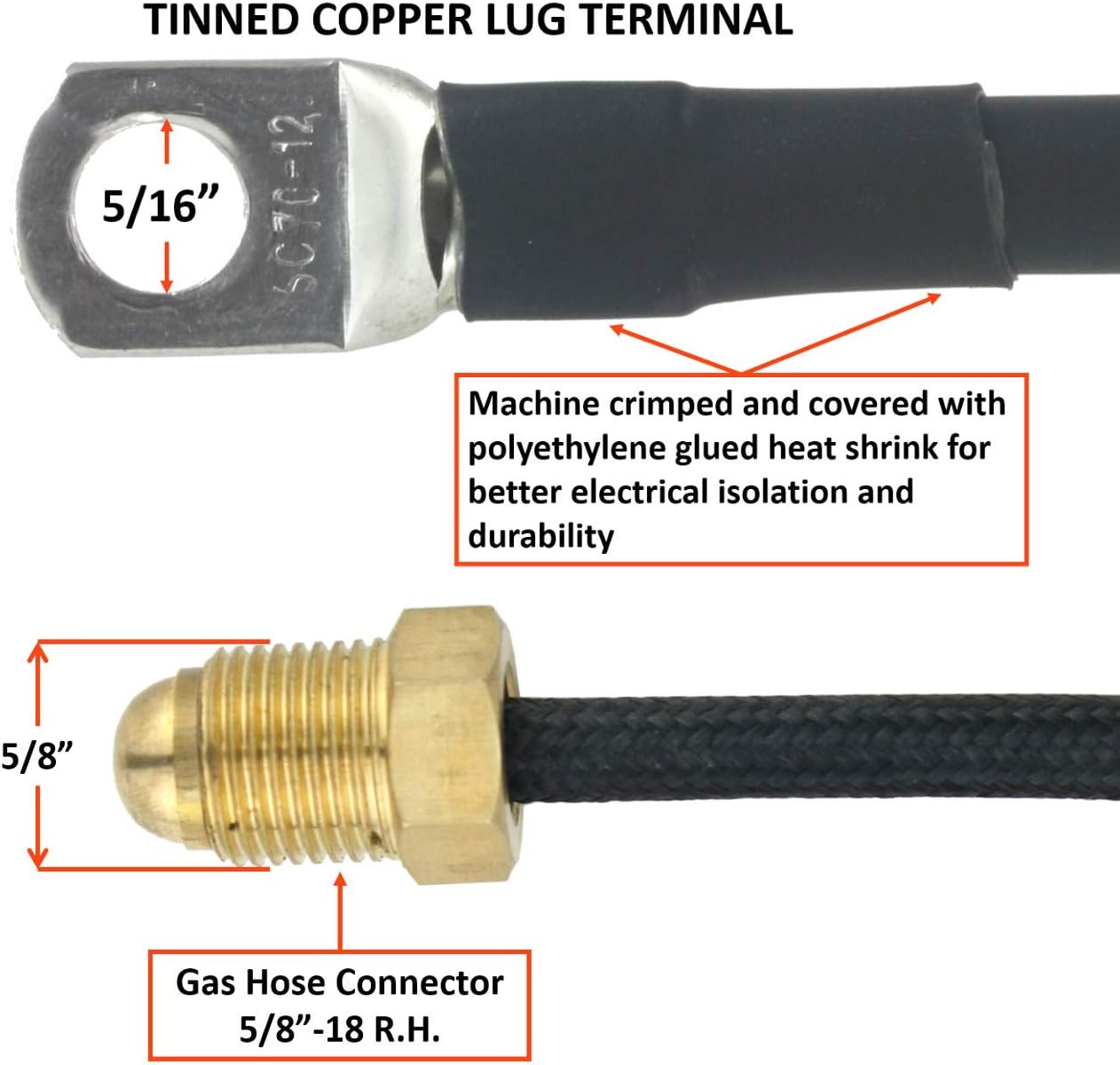SÜA - 17FV Series - 150 Amp - Air Cooled - Flexible Head TIG Torch with Valve - 12.5 feet 2-Piece Cable - Terminal Lug Connector