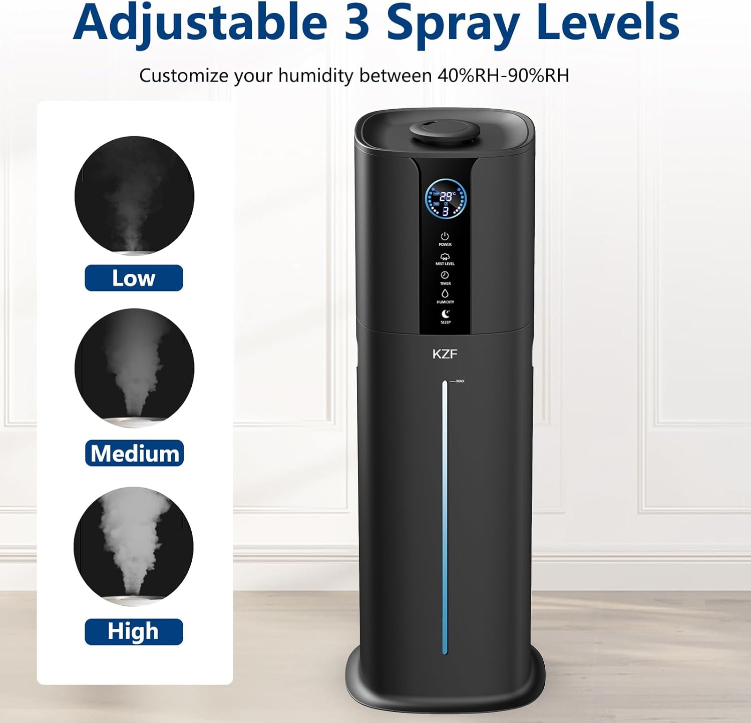9L Smart Humidifiers for Bedroom Large Room, 2.3Gal Cool Mist Top Fill Diffuser App & Remote Control, 3 Mist Modes, Quiet Humidifier for Home Office Plant (Black)