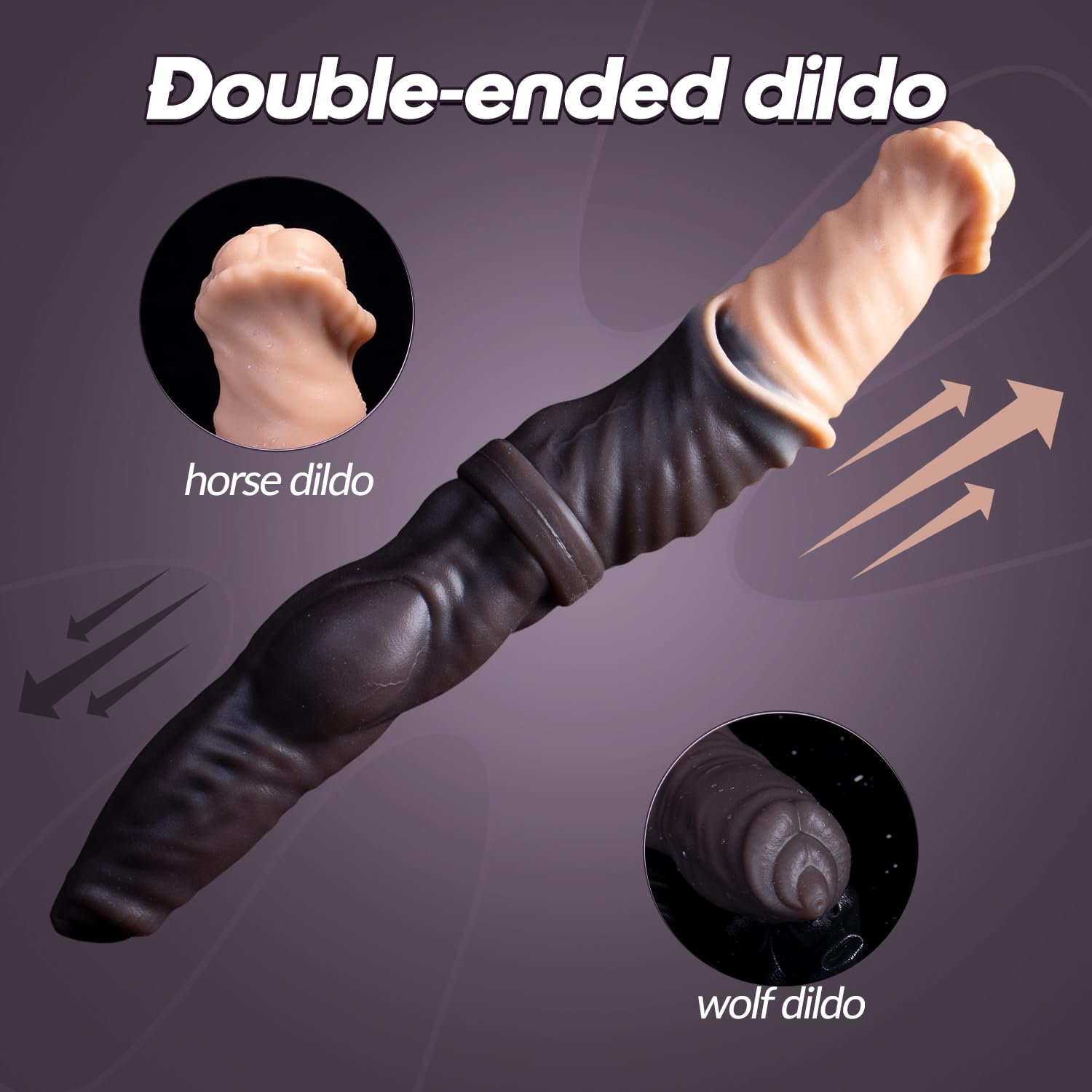 Horse & Wolf Dual-Head Dildo for Women, Realistic Double-Ended Design, Long Silicone Dildos for Men, Animal Double Sided Dildo with Knot, Adult Sex Toys for Couples: D-301