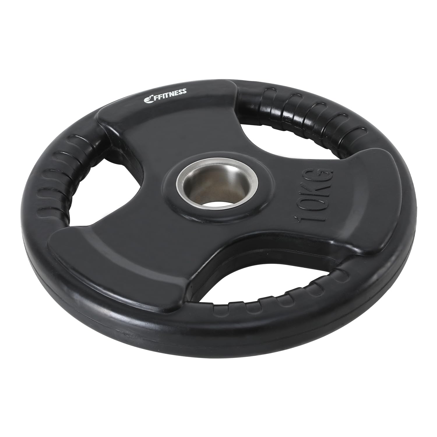 FFitness Gumowane Żeliwne Krążki do Ćwiczeń, Sztanga Olimpijska, Otwór 50 mm, Talerz Tri-Grip od 2,5 do 20 Kg (10 Szt., 1 Krążek)