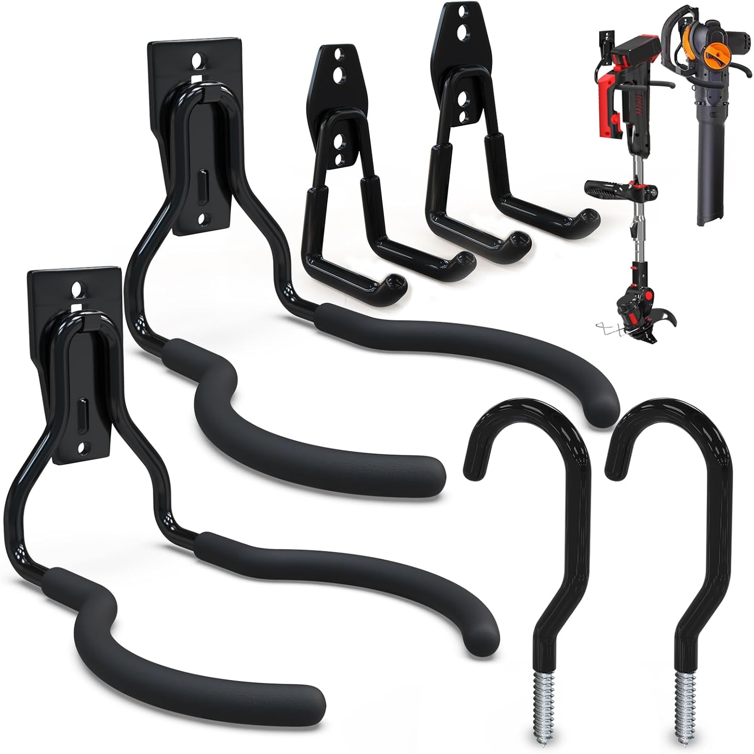 3-H Oversized Garden Power Tool Hanger 2 Pack, Weedeater Hanger,Garage Wall Hooks for Thick Body & Battery-Powered Weed Eater, String Trimmer, Leaf Blower