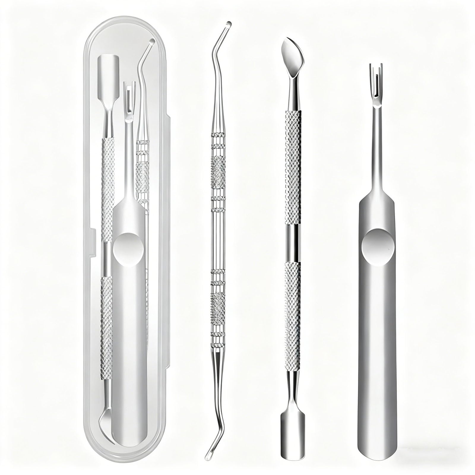 3pcs Ingrown Toe Nail Remover with Storage Case Stainless Steel Double Ended Ingrown Toenail Tools Callus Remover at-Home