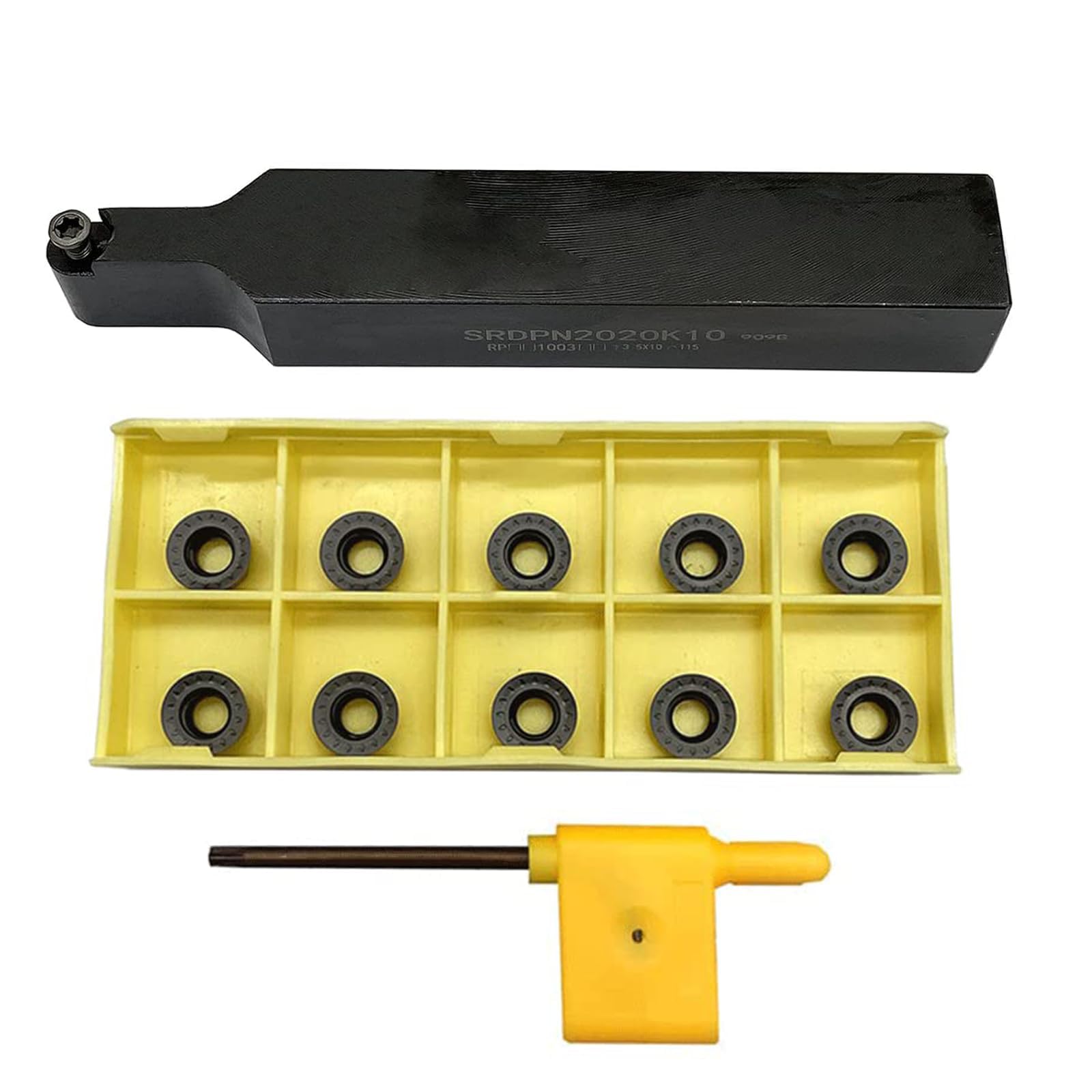 SRDPN2020K10 (20 mm x 125 mm) + RPMT10T3 45 ° Tour Support d'outil de tournage, convient pour les inserts ronds en carbure de tungstène RPMT10 RPMT08