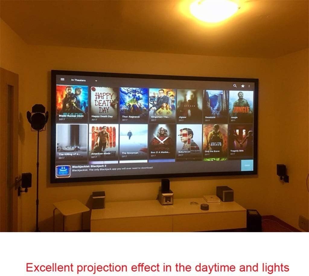 Przenośny ekran projekcyjny 16:9 bezramkowy ekran do projekcji wideo składany uchwyt ścienny do kina domowego, biura i kina(120 Inch)