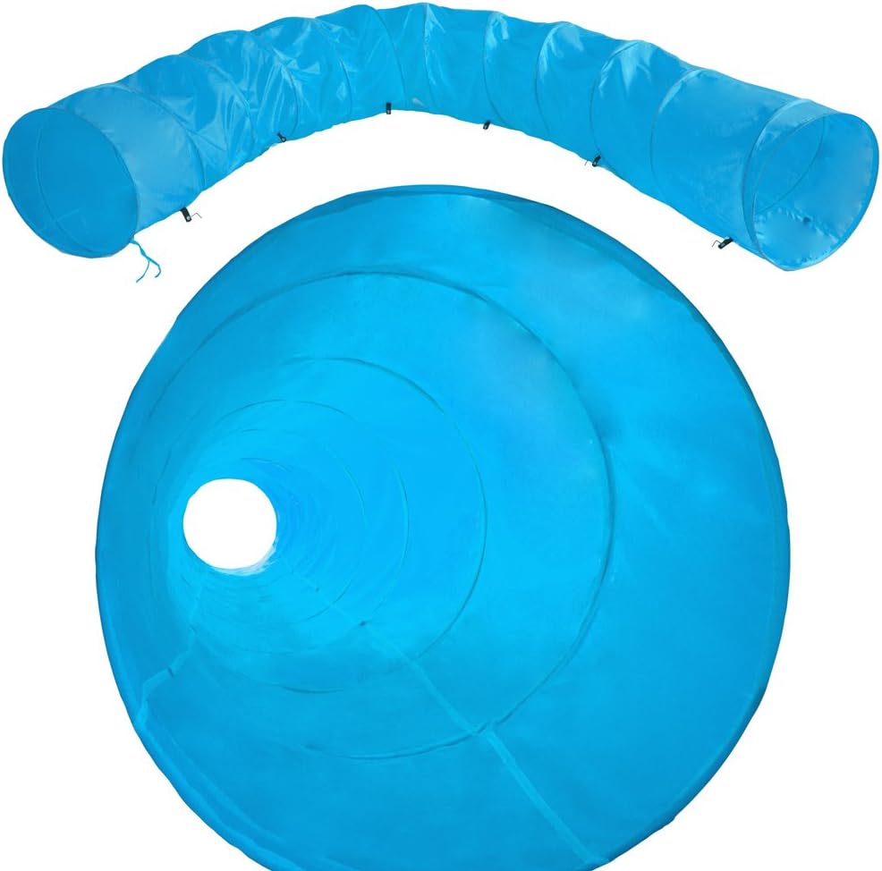 Nad hlavou view of the TecTake Agility Tunnel, showing its extended length and circular opening.