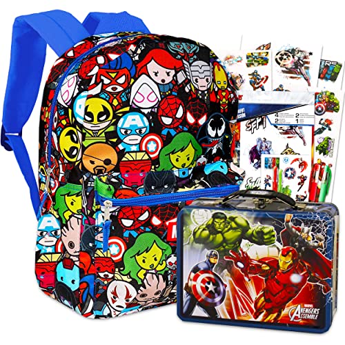 Marvel Avengers Backpack Set - 6 Piece Marvel Superhero School Backpack Bag Set With Snack Box, Pen, Bookmark, Stickers And More (Marvel School Supplies) #TOP9