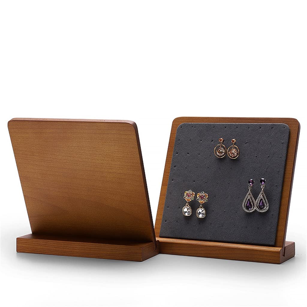 Supporto Orecchini In Legno - 9 Posizioni, Superficie Microfibra, Grigio Scuro - Foto 6