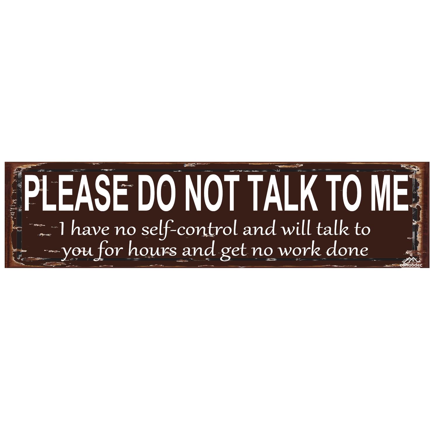 peiyeety Please DoTalk To Me Rustic Metal Sign 16×4 Inch - Funny Office Desk & Work Focus Decor