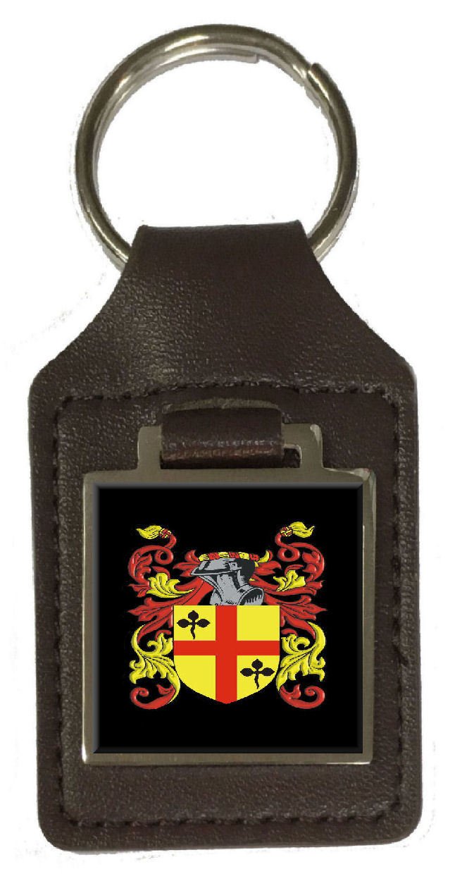 Trim Family Crest Schlüsselanhänger, mit Namenswappen, Leder, Braun