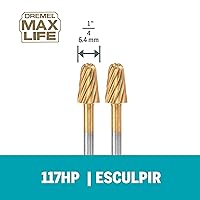Vista 6 de Dremel 117HP Max Life 1/4" (6.4mm) Broca de tallado rotativa de alto rendimiento, paquete de 2