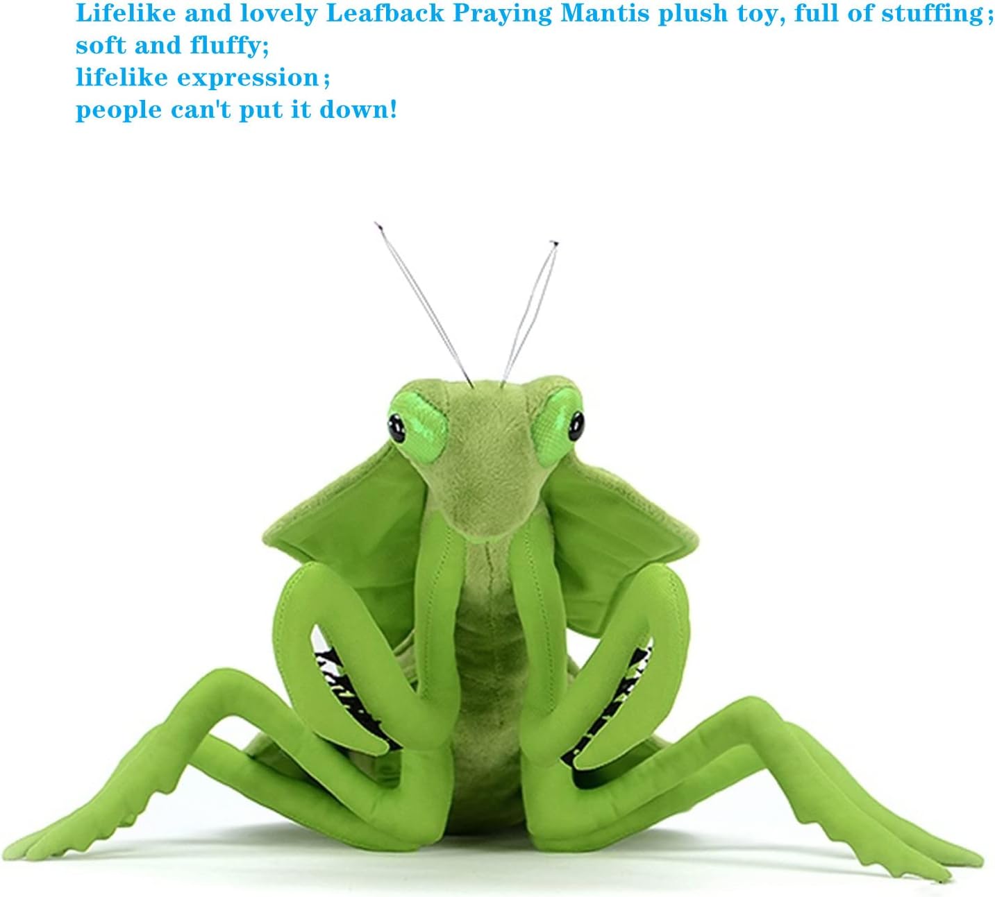 Tiny Heart Simulation Leaf Back Praying Mantis Plush Toy, Green 7.48inch Super Soft Lifelike Mantis Stuffed Animal Plush Toy Cute for Children, Home Decoration