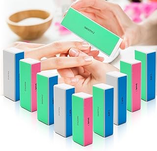 10 PCS Nail Buffing Block, 4 Way Nail Buffer Block Nail File Block -Shape & Smooth & Buff & Polish Professional Nail Files and Buffers 120/240/600/3000 Grit for Natural/Acrylic Nails Buffing Shinning