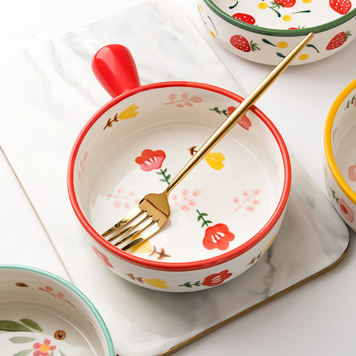 Naczynia do pieczenia, blacha do pieczenia z uchwytem, ​​porcelana z pojedynczym uchwytem Naczynia do pieczenia Okrągłe naczynia do pieczenia Miska do gotowania Kuchnia Ciasto Śniadanie Obiad Zastawa