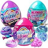 GirlZone Bundle Unicorn, Mermaid and Galaxy Egg Surprise Slime Kits for Kids - Great Gift for Girls...