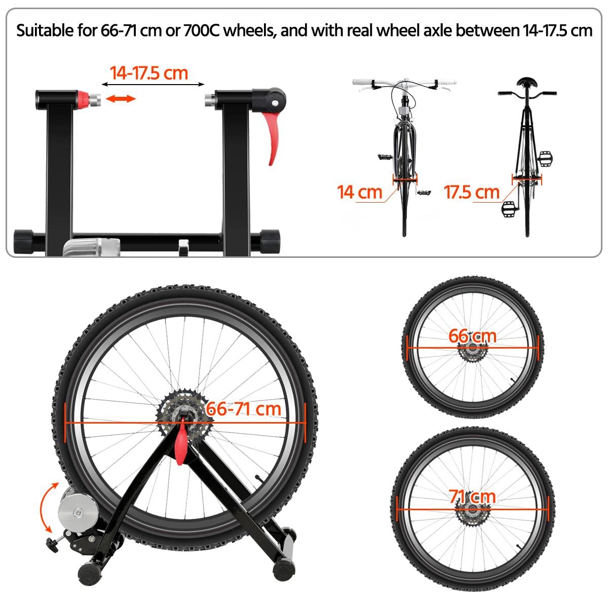 Yaheetech Fluid Home Trainer Entraîneur de vélo, 5 Vitesses Réglables, pour Roue 26-28 Pouces 700 C, Pliable, Capacité de 120 kg Entraineur Intérieur Noir