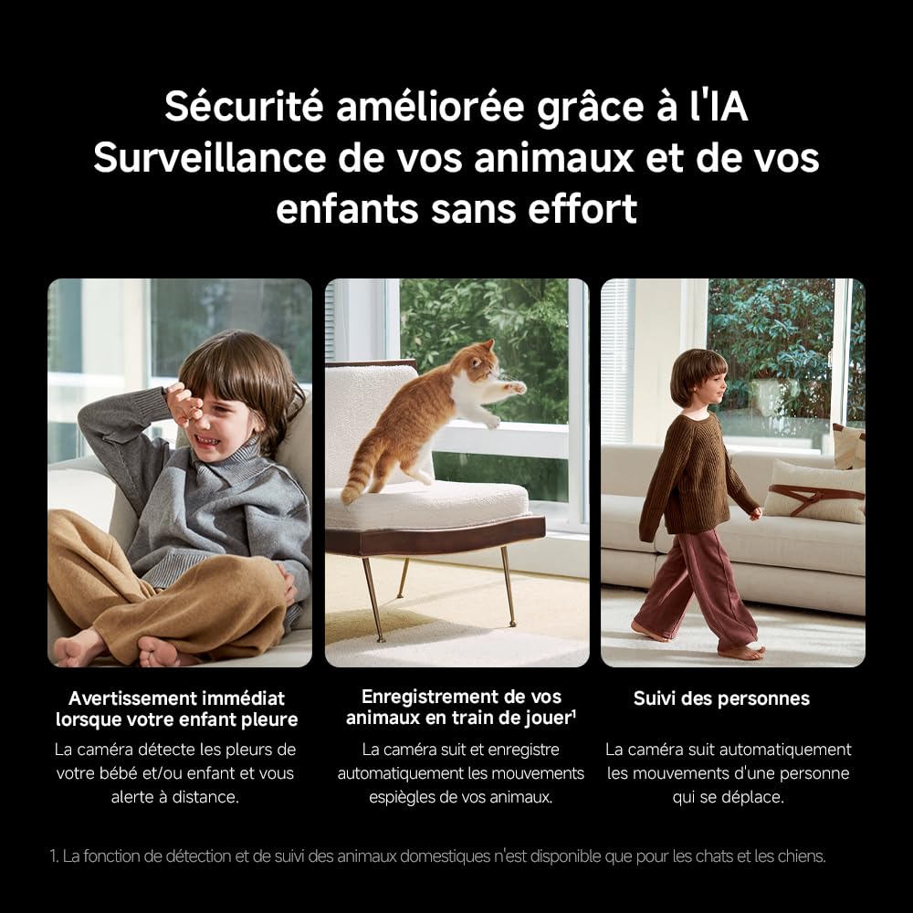 XIAOMI Smart Camera C701 4K Ultra HD, Vision à 360°, Audio bidirectionnel, Vision Nocturne Infrarouge, Wi-FI 6 Double Bande