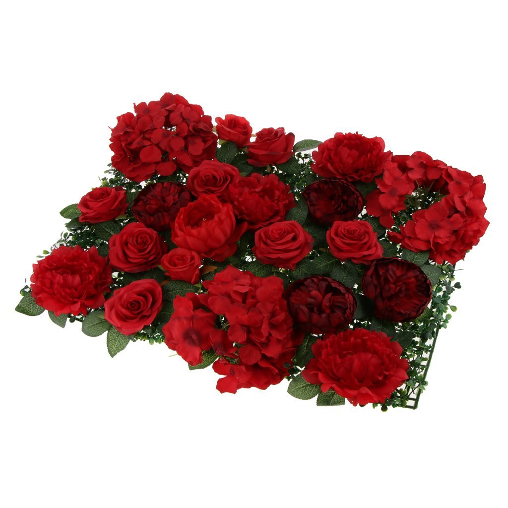 Kunstblumen Panel Wand Künstliche Rose Pfingstrosen Hortensie Blütenwand für Hochzeit Dekoration