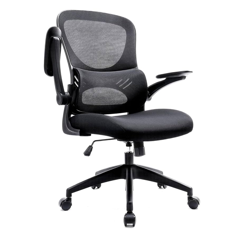 ハイバックオフィスチェア 360度回転 跳ね上げ式アーム ランバーサポート 10%クーポン（5個以上購入）】 オフィスチェア 椅子 跳ね上げ式