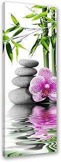 F FEEBY WALL DECOR Tela Immagini Sassolini Quadro Foto d'Arte Orchidea Grigio 30x90 cm