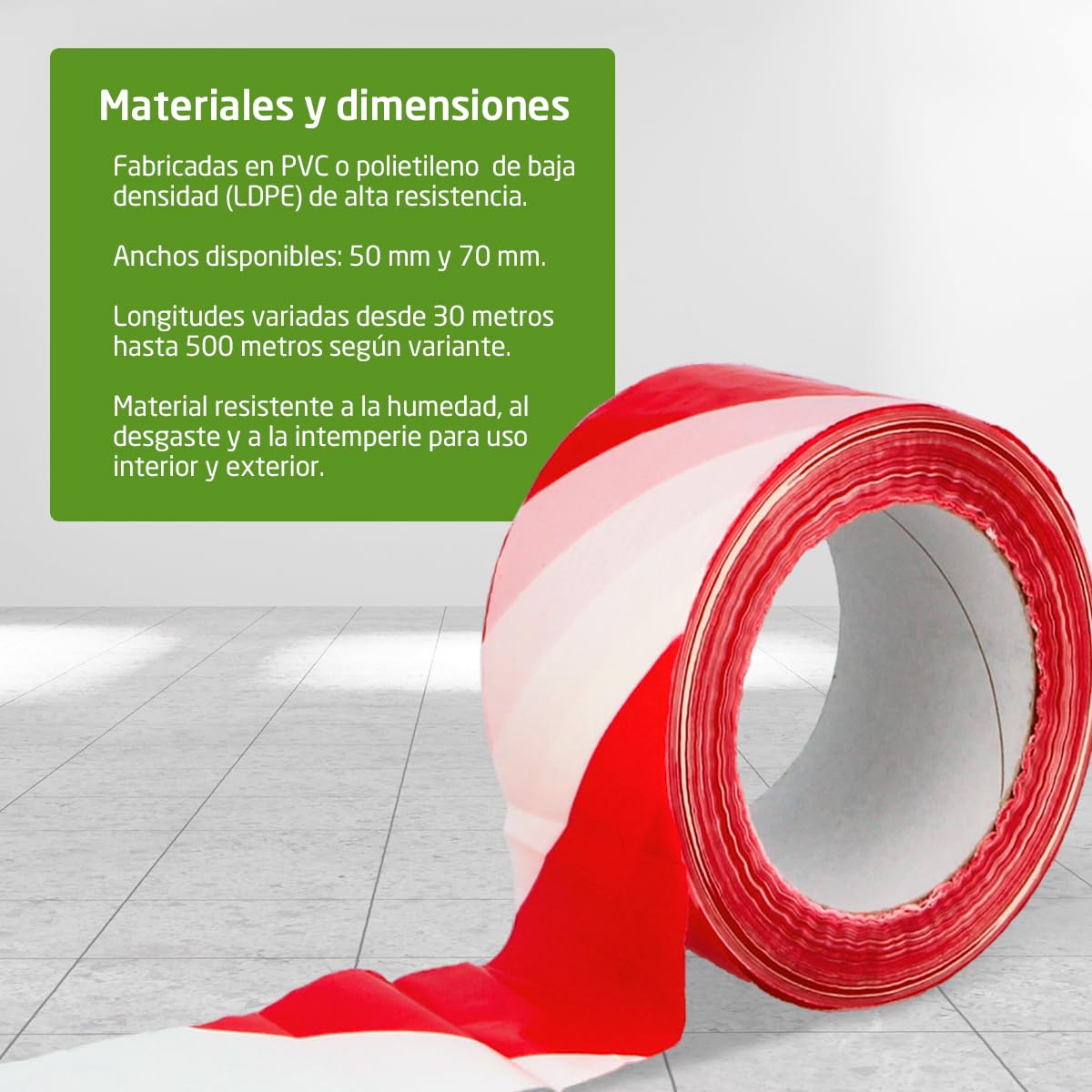 Amig - Pack de 24 Cintas de Balizamiento - Para Señalización y Advertencia de Peligro - Resistentes al Agua y Flexibles - Polietileno de Baja Densidad LDPE - 70mm x 200m - Cinta Rojo y Blanco
