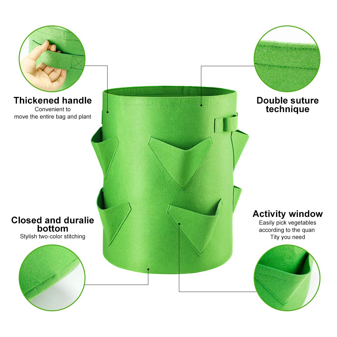 Sacchi Coltivazione Fragole Homealexa 2 Pezzi - Vasi Feltro 40L Con Tasche