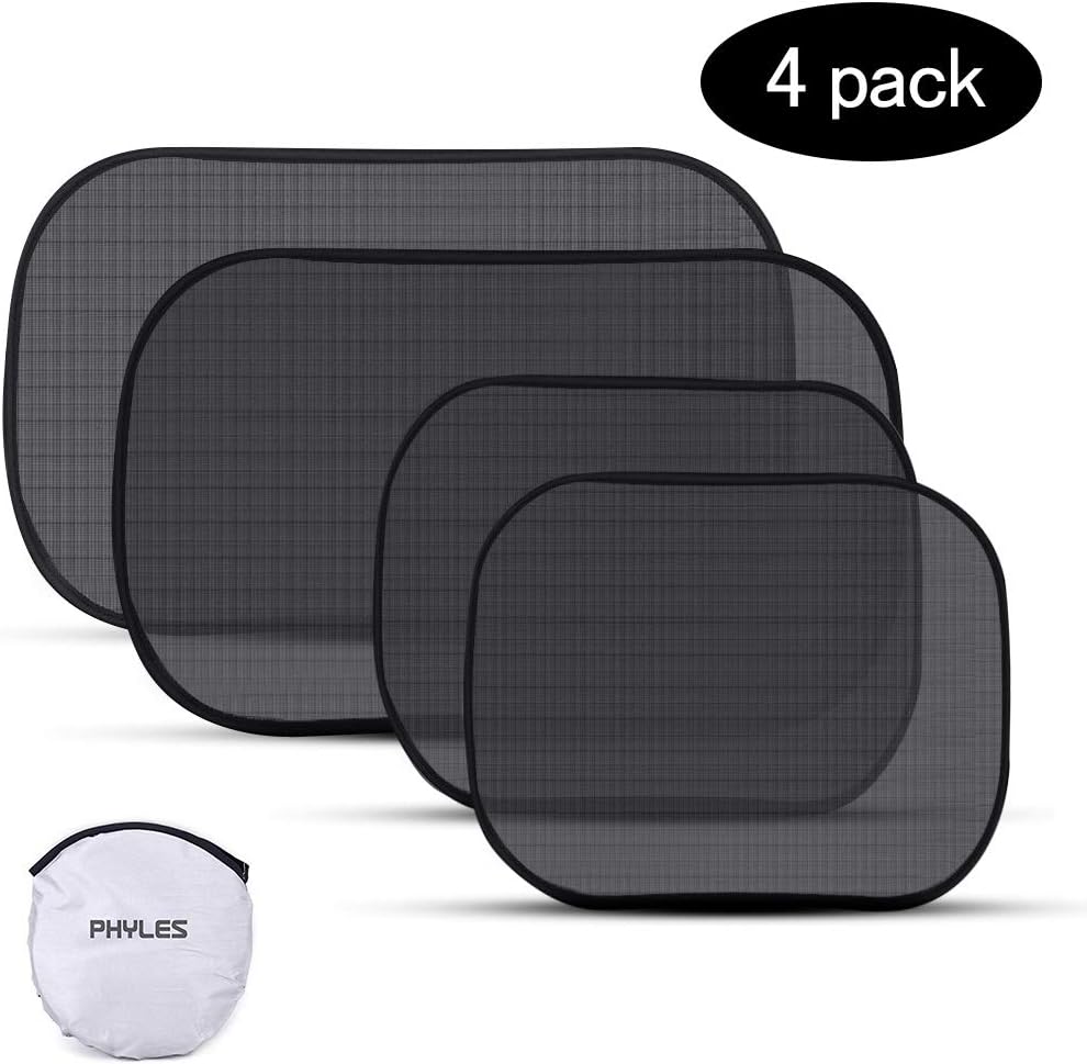 PHYLES 4 Pack Car Window Shades, Vehicle Window Shades for Baby and Pets, Block UV Rays, Universal Type