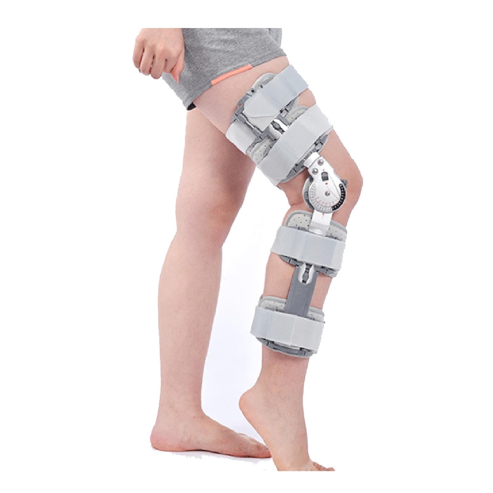 Rodillera ROM Ajustable con Bisagras, Color Gris, Rodillera Postoperatoria Unisex para Recuperación Después de Cirugía, Lesión de Ligamento Cruzado Anterior, Ligamento Cruzado Anterior y PCL