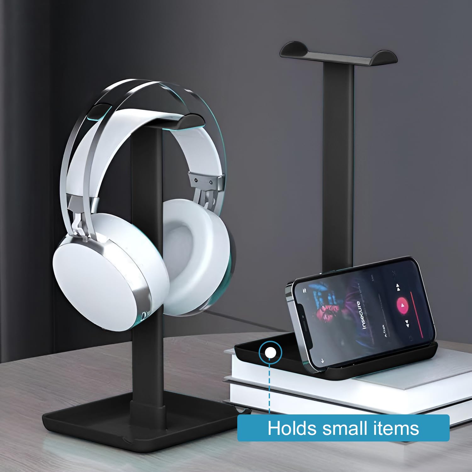 Support Pour Casque Bureau - Aluminium Et TPU, Adaptable, Support Aussi Pour Téléphone Ou Tablette