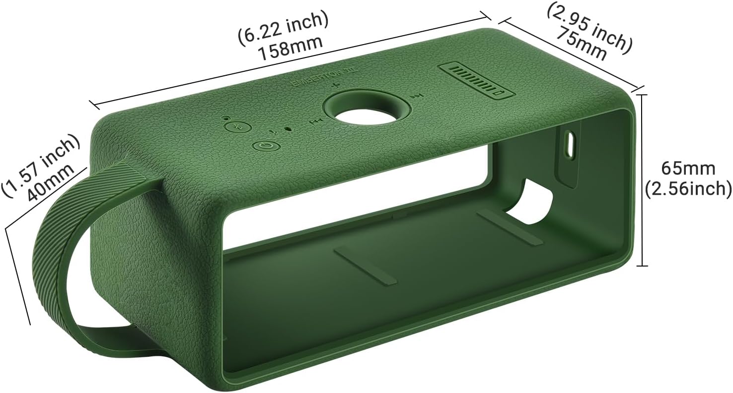 Silicone Cover Case for Marshall Emberton III Portable Bluetooth Speaker,for Marshall Emberton 3rd Travel Protective Skin Shell Carrying Bag Accessories(Green Case) - Image 3