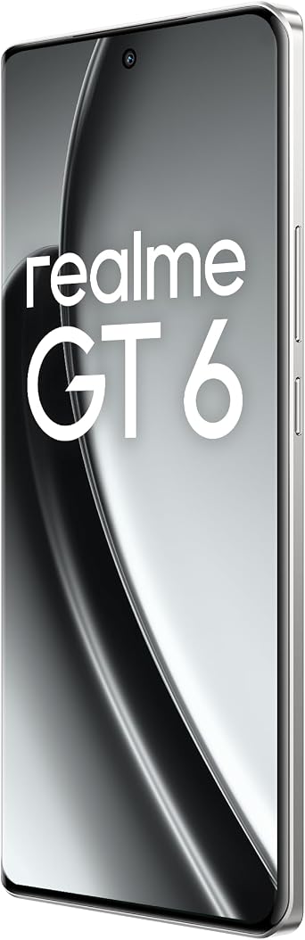realme GT6 الهاتف الذكي 5 G 8 + 256 GB، معالج Snapdragon 8 s Gen3، 120 هرتز 6.78 '' 6000 nit شاشة فائقة السطوع، كاميرا 50 ميجابكسل Sony LYT-808 OIS، بطارية 5500 مللي أمبير، NFC، بطاقة SIM مزدوجة، فضي (بدون محول)