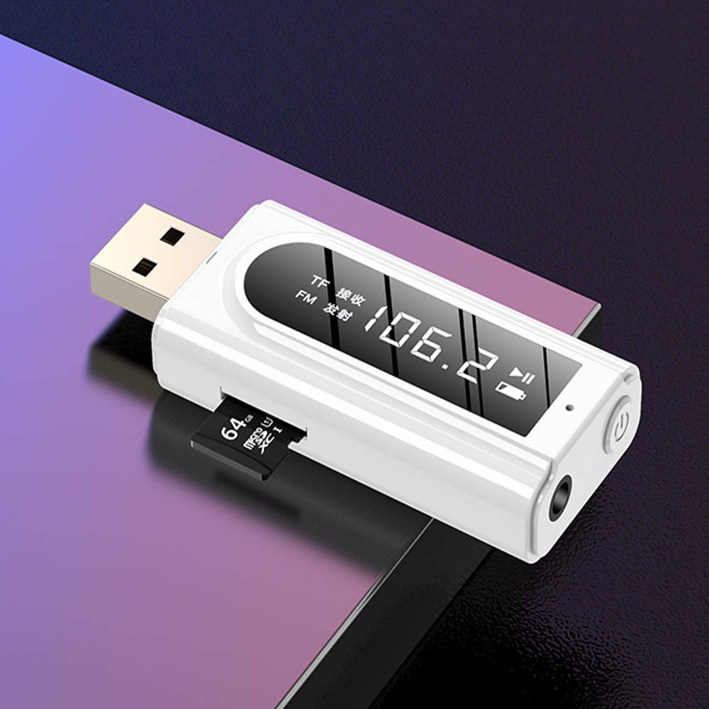 YONGYAO Bluetooth 5.0 Audio sans Fil récepteur émetteur Adaptateur Blanc Lecteur MP3 AUX FM Double Sortie TF USB 3,5 mm Jack pour TV PC Voiture Kit