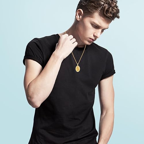 Vista 694 de Collar con colgante de plata de ley 925 con medalla de San Patrón, joyería religiosa para hombres y mujeres, con cadena de acero inoxidable 316L