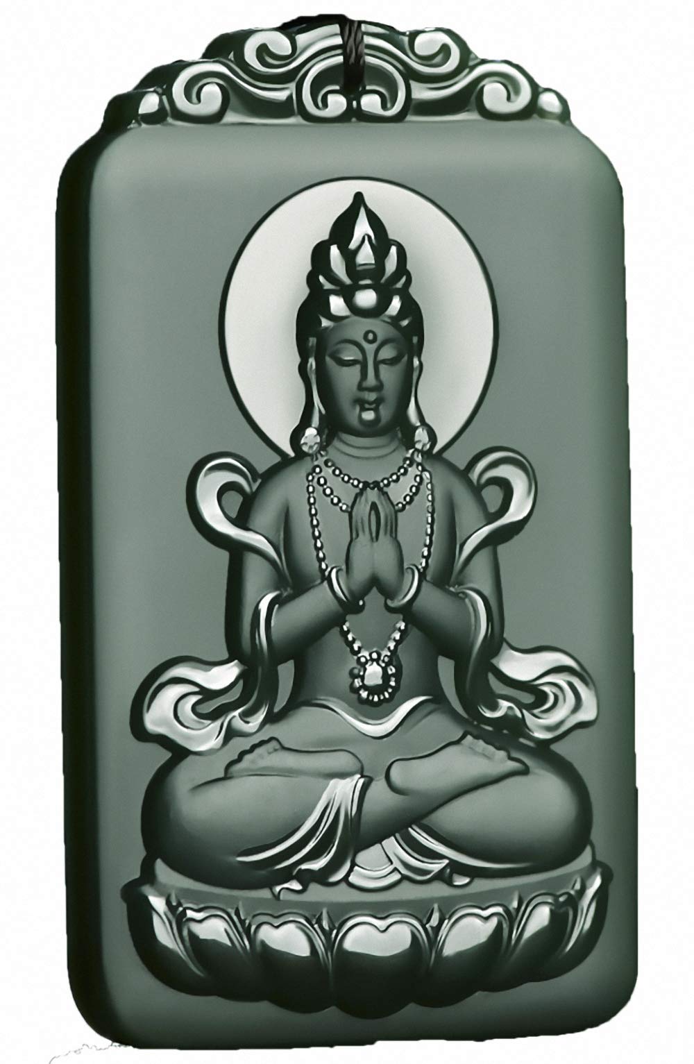 GenericChina Natural Hetian Green Jade Nephrite Carved Kwan Yin Goddess Pendant Amulet (White Tara Goddess)