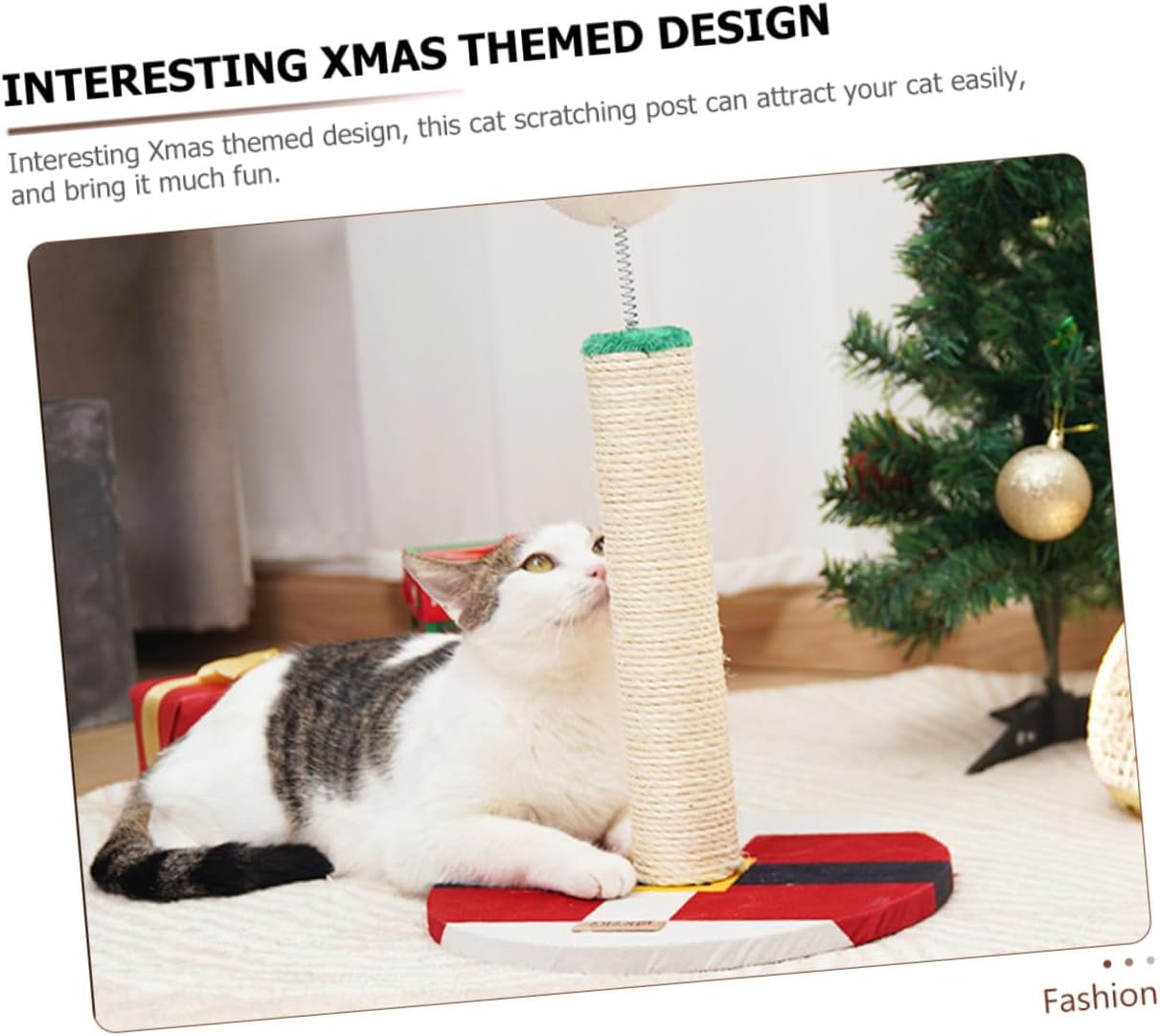 SUPVOX Christmas Santa Cat Scratching Post Sisal Claw Scratcher Pole Indoor Kitten Climber Cat