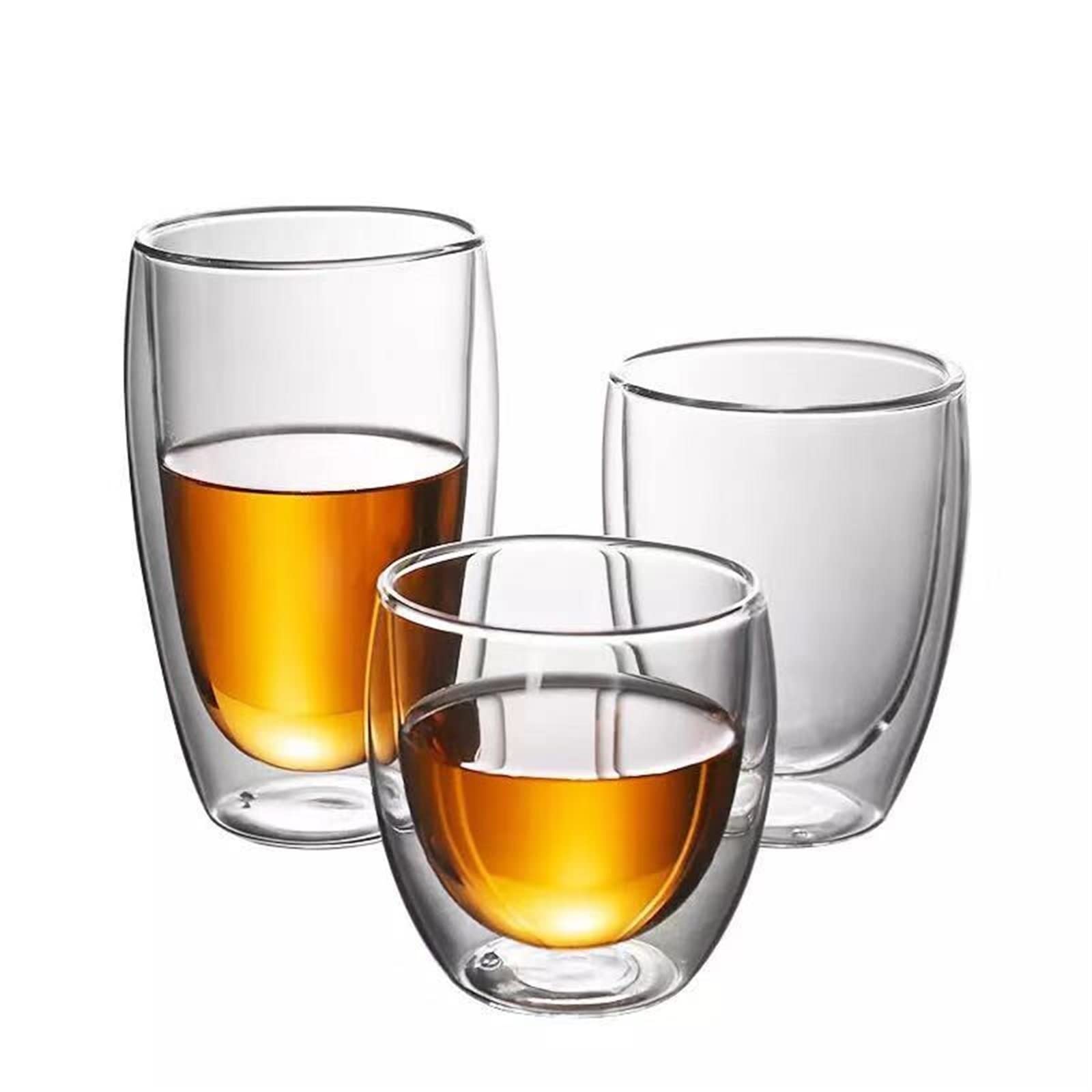 Reise-Kaffeetasse, doppelwandiges Glas, Kaffeeglas, transparentes Teetassen-Set, Glas, Kaffeetasse, Geschenk, Haushaltsgetränke (350 ml, 1 Stück)