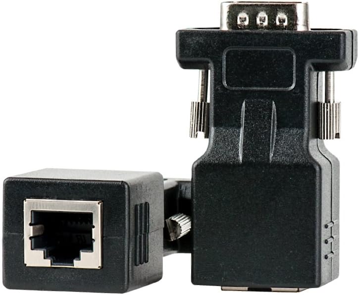 VGA to RJ45 Converter, MACTIS VGA to Ethernet Adapter Over Cat5 Cat6 Cable (66ft/20m, VGA Male + Female to RJ45)