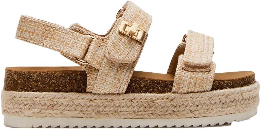 Women's Platform Raffia sandals Wedge Sandals Espadrille Sandals Adjustable Buckle Strap Summer Open Toe Woven Slingback Beach Sandals
