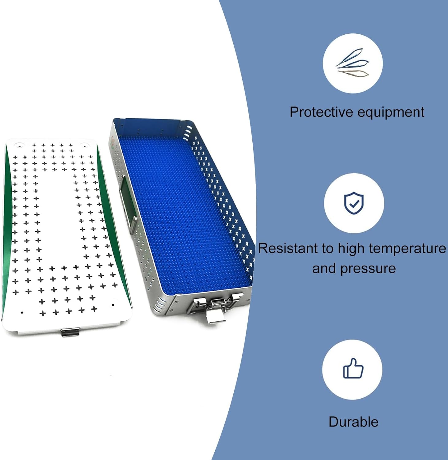 Small Metal Tray Aluminum Alloy Surgical Instrument Sterilization Box, High Temperature And Pressure Resistance, Medical And Dental Surgery(17.7in*7.9in*2.8in One layer)