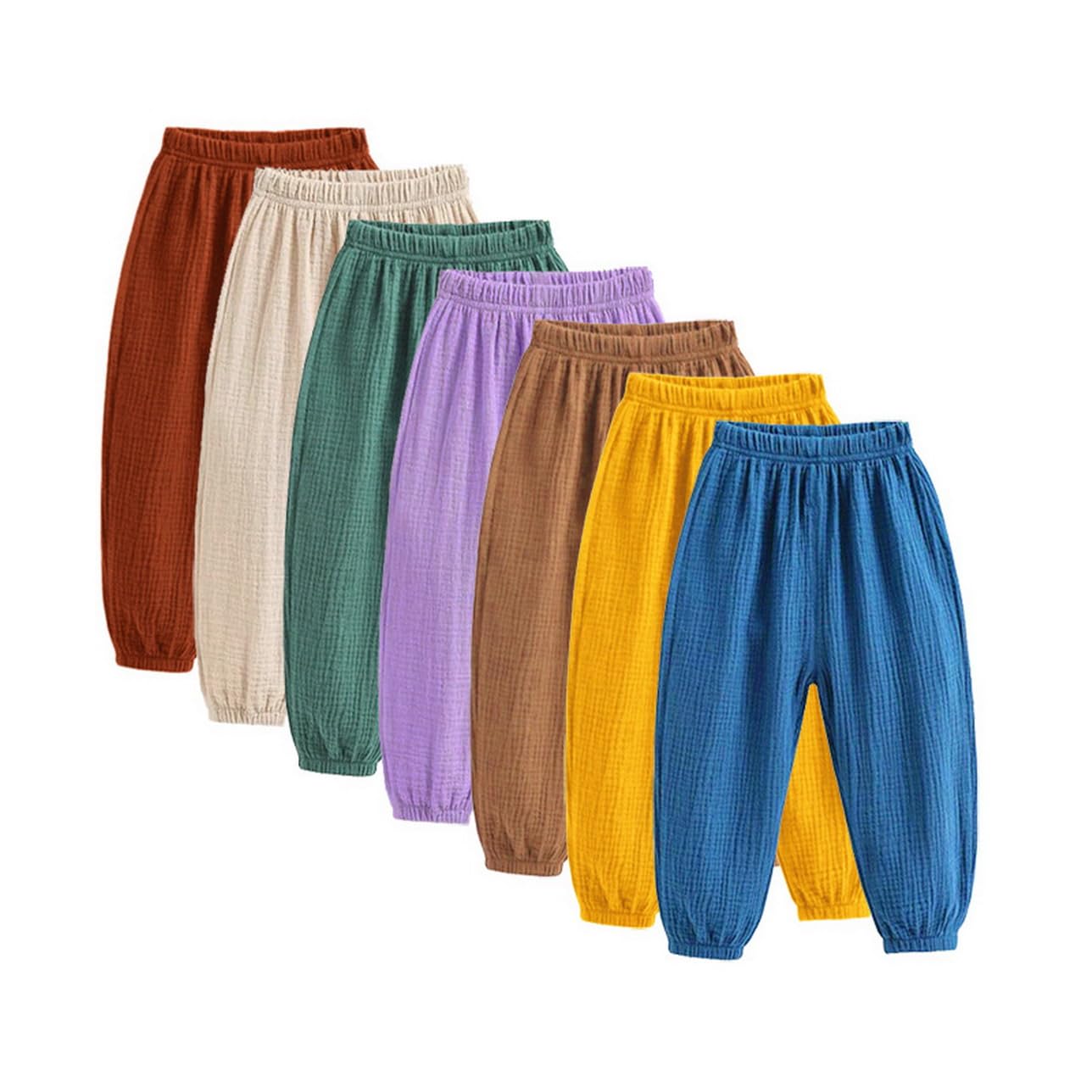 3 Pack Bambini Estate Primavera Elastico Basic Harem Pantaloni Toddler Baby Boys Girls Casual Cotone Lino Allentato Pantaloni Lunghi