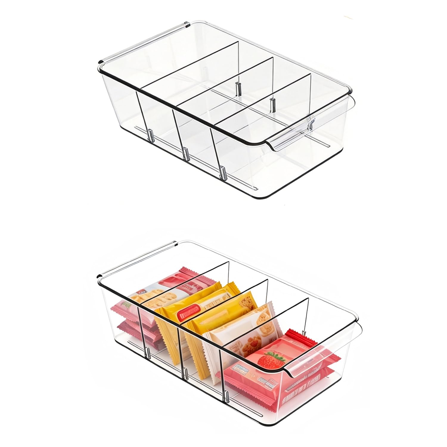 AIYULONG 2 Pack XLarge Fridge Organisers with 3 Dividers for Cupboard