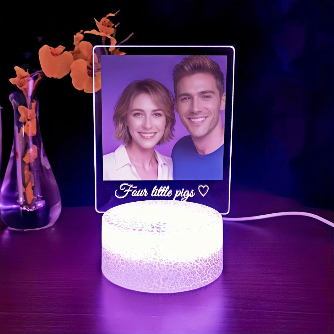 flowers Hua Personalised Gifts Photo Frame Lamp Gift Custom Night Light Original Presents for Women Mothers Day Birthday Anniversary Christmas (Personalized Photo light6) — image 1