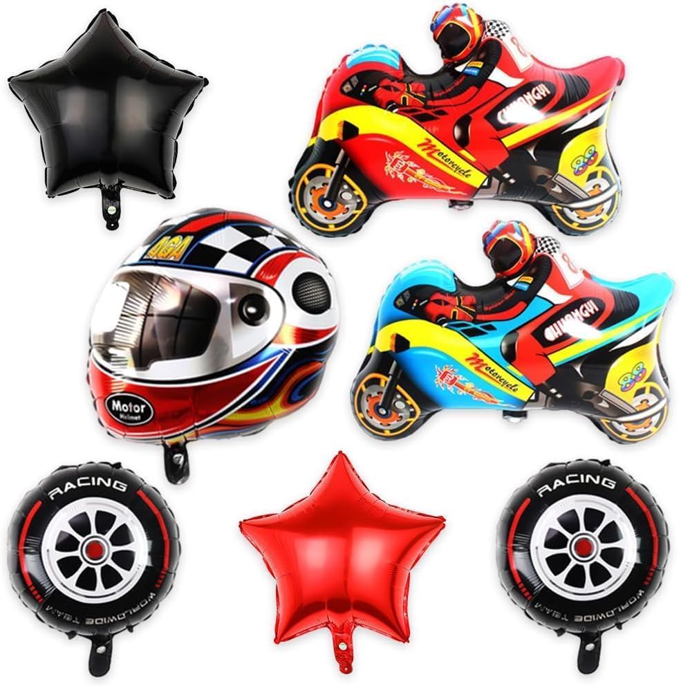 Motocross Balloon,Motorcycle Deco Balloons, 7PCS Motocross Birthday,Racing Car Motorcycle Balloons Racing Car Birthday Deco,Decoration Racing Car Balloon Set（People aged 14 and above）