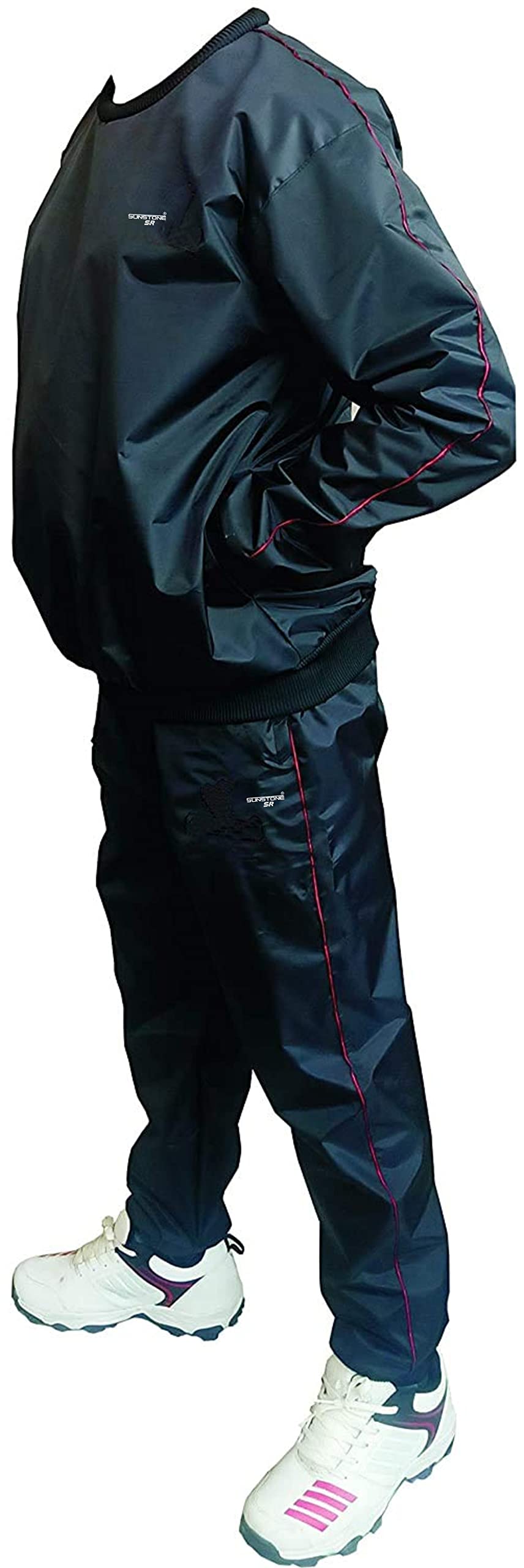 S & R INTERNATIONAL Heavy Duty Gym Workout Fitness Sauna Sweat Suit (Black)