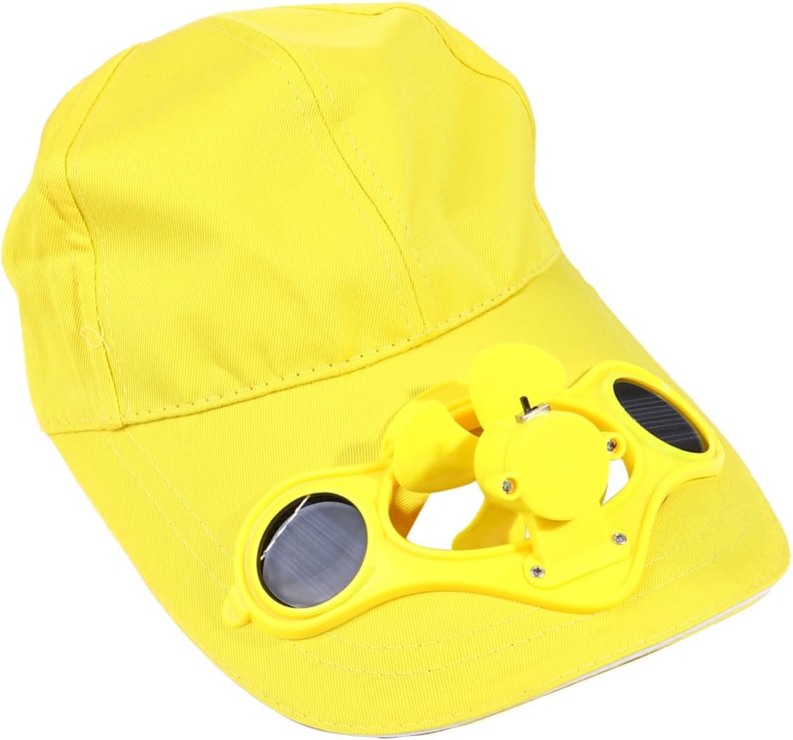 1Pc Sun Block Hat with Solar Fan Summer Protection Cap for Boys and Lightweight and Comfortable Sun Hat for Outdoor Activities Yellow