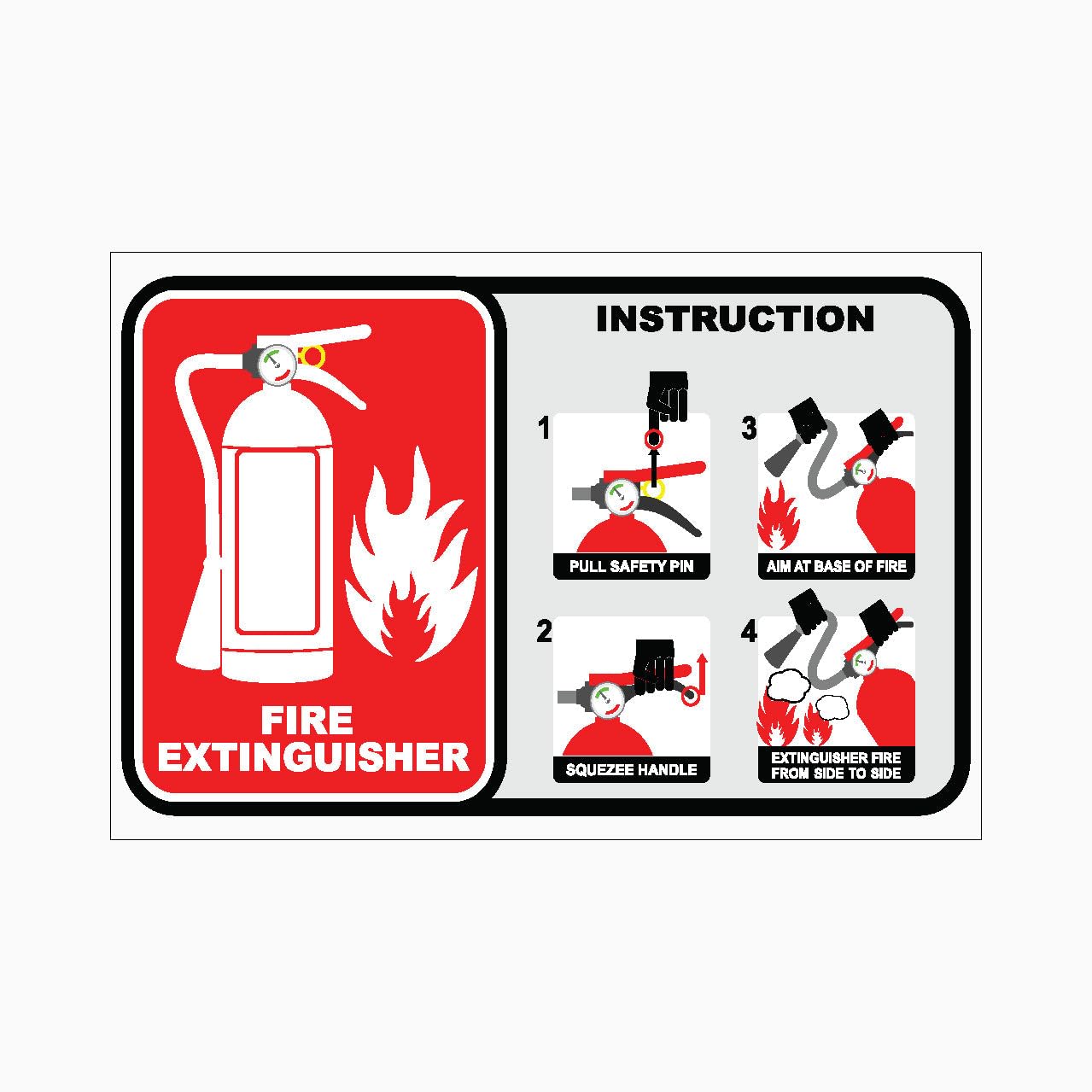 FIRE EXTINGUISHER INSTRUCTION Sign Metal Tin Sign 8 x 12 inch for Industrial & Commercial Series