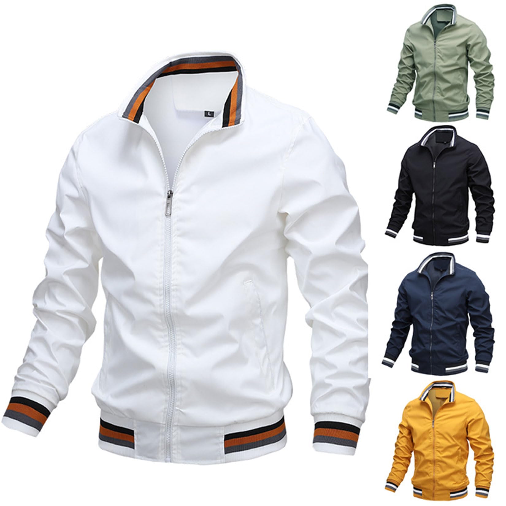 Giacca con Cerniera da Uomo per MV Agusta Giacca Bomber Leggera Casual Manica Lunga Giacca A Vento Moda Golf Cappotto Primavera Autunno Lavoro Abito Top da Lavoro,Green-XL