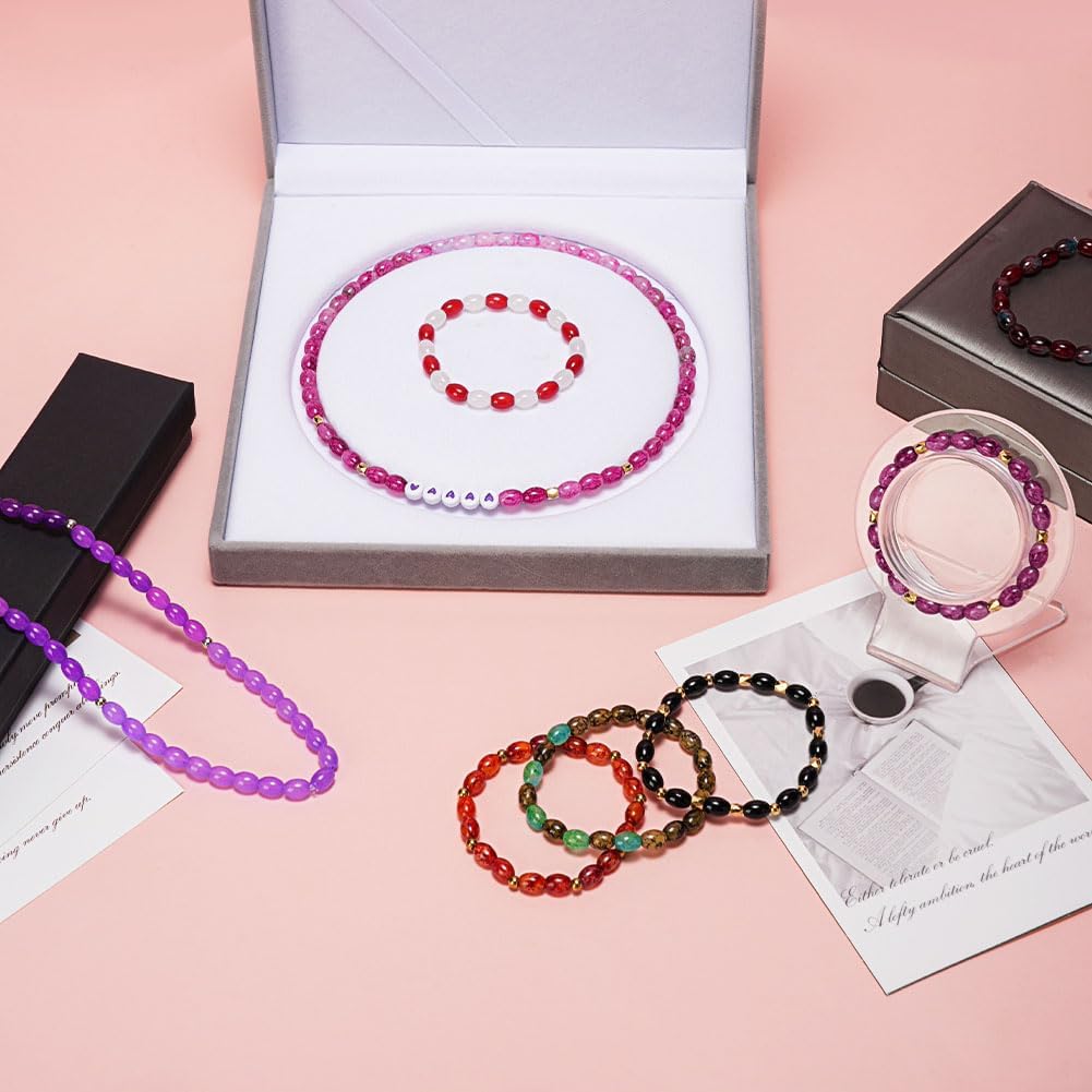 YITOHOP Glass Beads for Bracelets,6X8 MM Rice Shape Glass Crystal Beads for Jewelry Making, Cylindrical Craft Beads for Friendship Bracelets, Necklace,Earring, Arts Crafts Gifts - Image 4